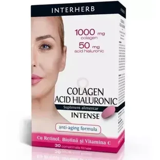 Колаген та Гіалуронова кислота Інтенсив Interherb Colagen Acid Hialuronic Intense, 30 таблеток