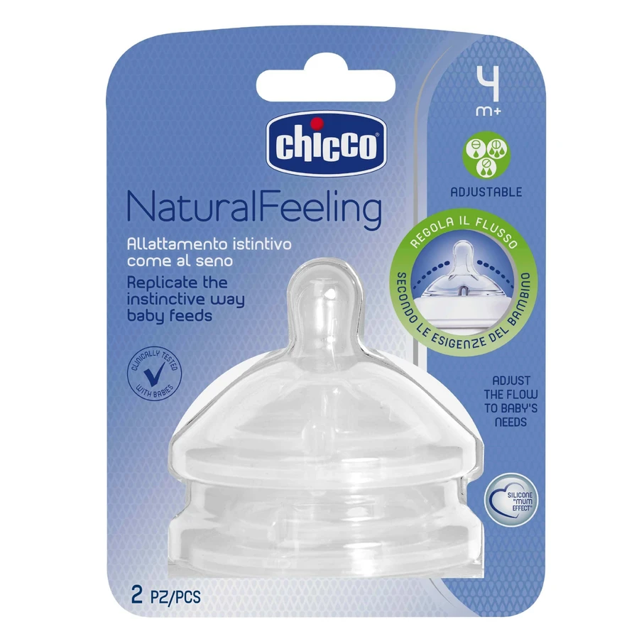 Chicco, NaturalFeeling соска для бутылочек 4м+, регулируемый поток, после 4 месяцев, 2 шт.: цены и характеристики