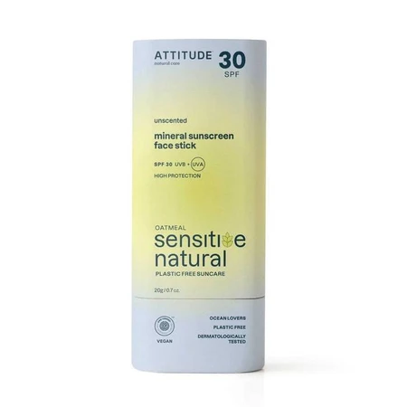 ATTITUDE 100% минеральный защитный стик для лица и губ ATTITUDE SPF 30 для чувствительной и атопичной кожи 1×20 г, стик для лица и губ: цены и характеристики