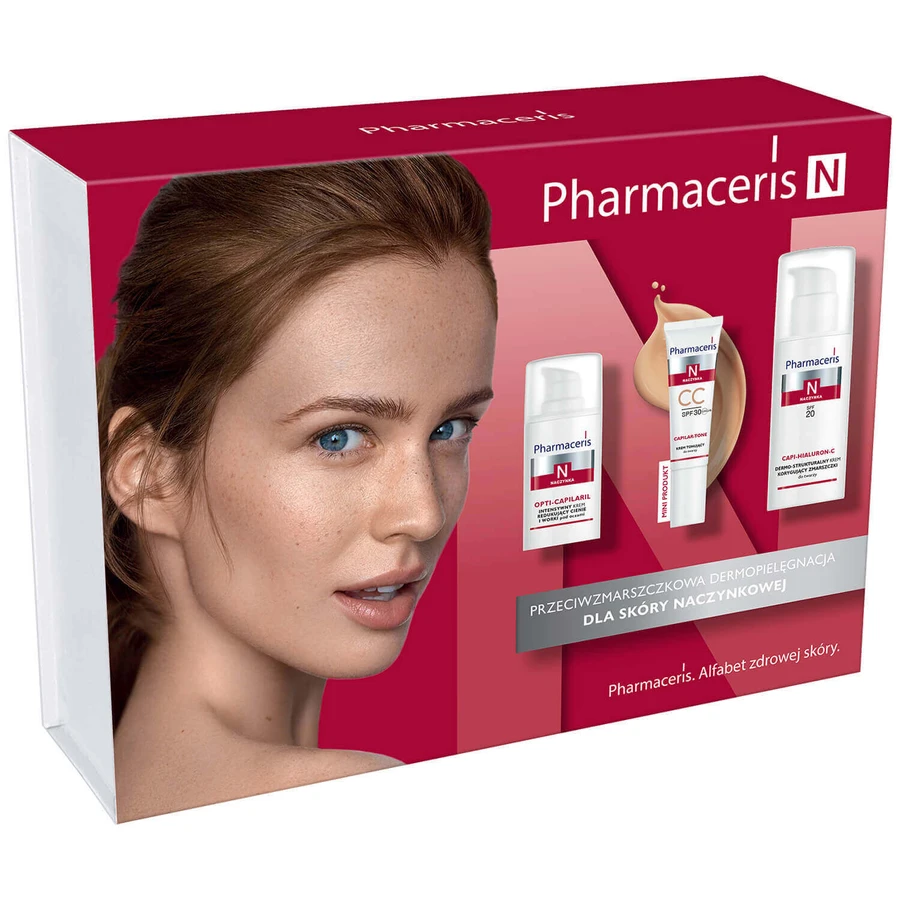 Pharmaceris N Capi-Hialuron-C, дермо-структурний коригуючий крем, SPF 20, 50 мл + Opti-Capilari, крем для повік, 15 мл + Capilar-Tone CC, тональний крем, SPF 30, 15 мл: ціни та характеристики