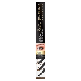 Багатофункціональний олівець для брів 3 в 1 Eveline Cosmetics Brow Styler Multifunction 3in1 01 Medium Brown, 1 шт.