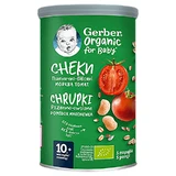 Gerber Organic, пшеничные и овсяные сухарики, томат, морковь, с 10 месяцев, 35 г