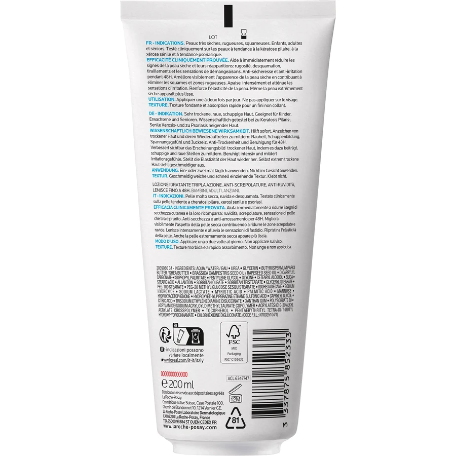 Лосьон для тела La Roche-Posay 10% UREA для очень сухой, грубой и стянутой кожи 200 мл: цены и характеристики