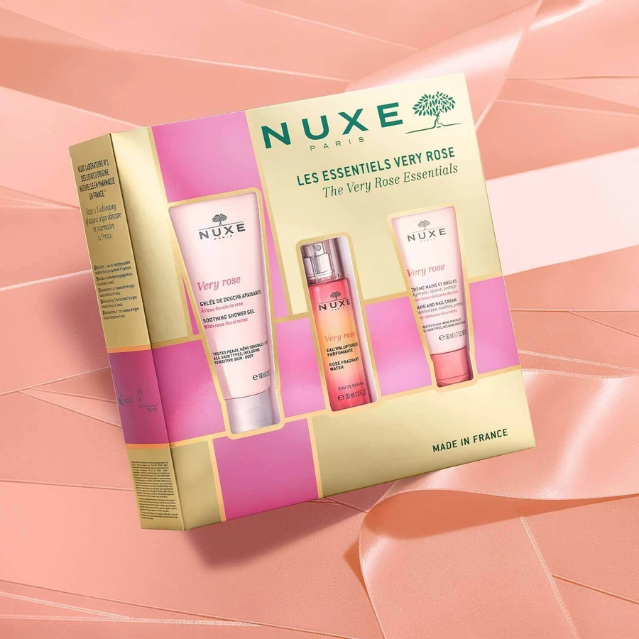 Набір Nuxe Very Rose, крем для рук і нігтів, 50 мл + гель для душу, 100 мл + парфумована вода з трояндами, 30 мл: ціни та характеристики