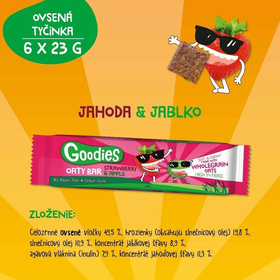 Овсяные батончики Goodies Клубника и яблоко 6 x 23 г: цены и характеристики