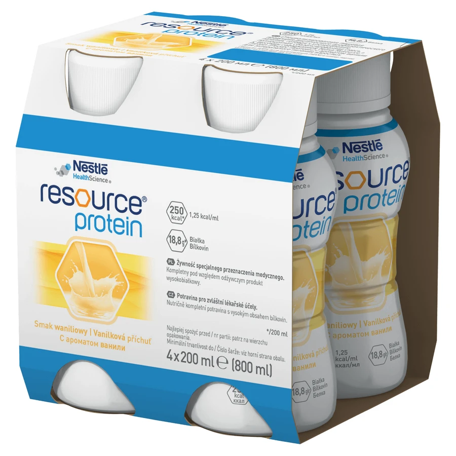 Ентеральне харчування Nestle Resource Protein, зі смаком ванілі, 4 шт. x 200 мл: ціни та характеристики