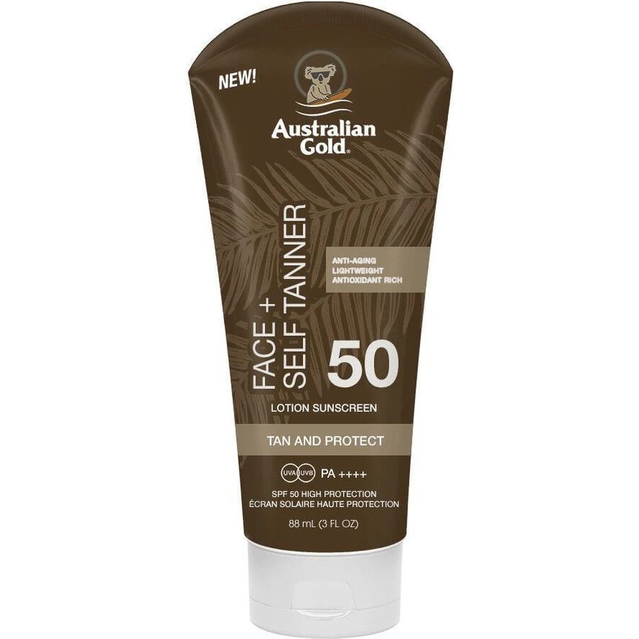 Австралійський золотий автозагар для обличчя + автозагар, SPF 50, 88 мл: ціни та характеристики