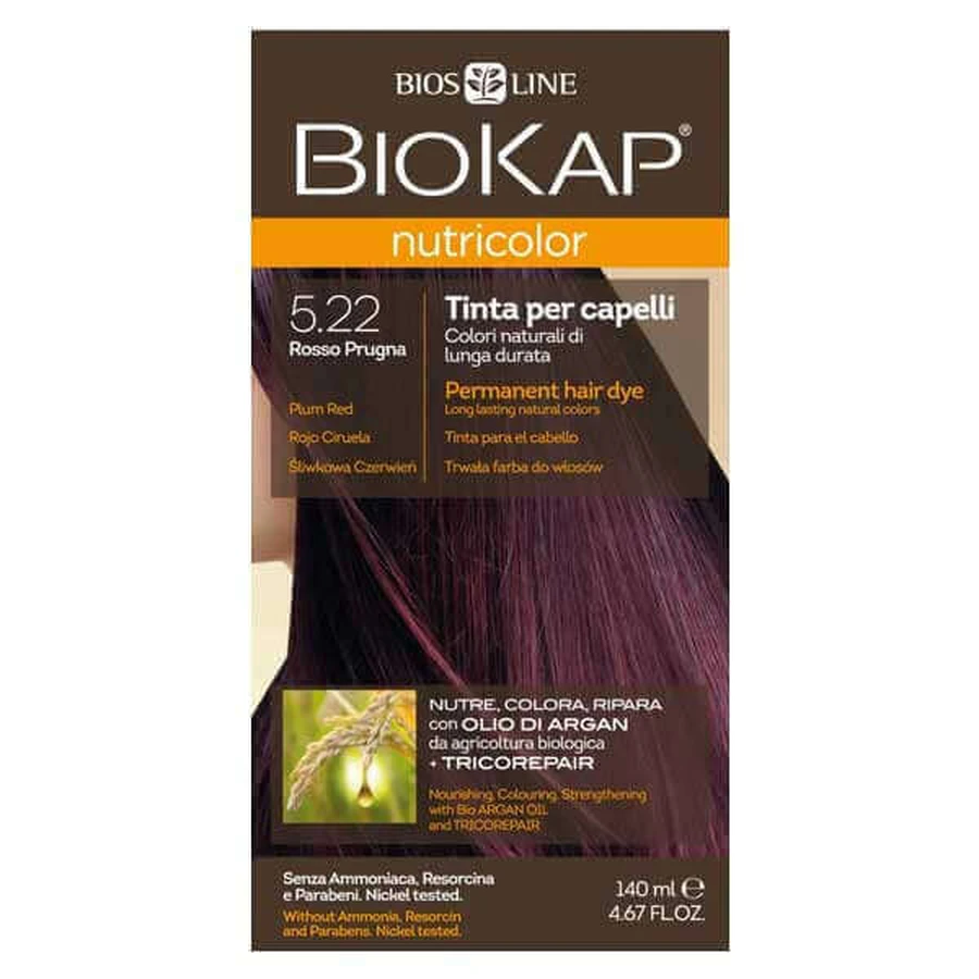 Biokap Nutricolor, фарба для волосся, відтінок 5.22 ліврейно-рудий, 140 мл: ціни та характеристики