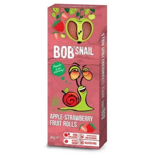 Натуральний рулет з яблуком та полуницею, 30 г, Bob Snail