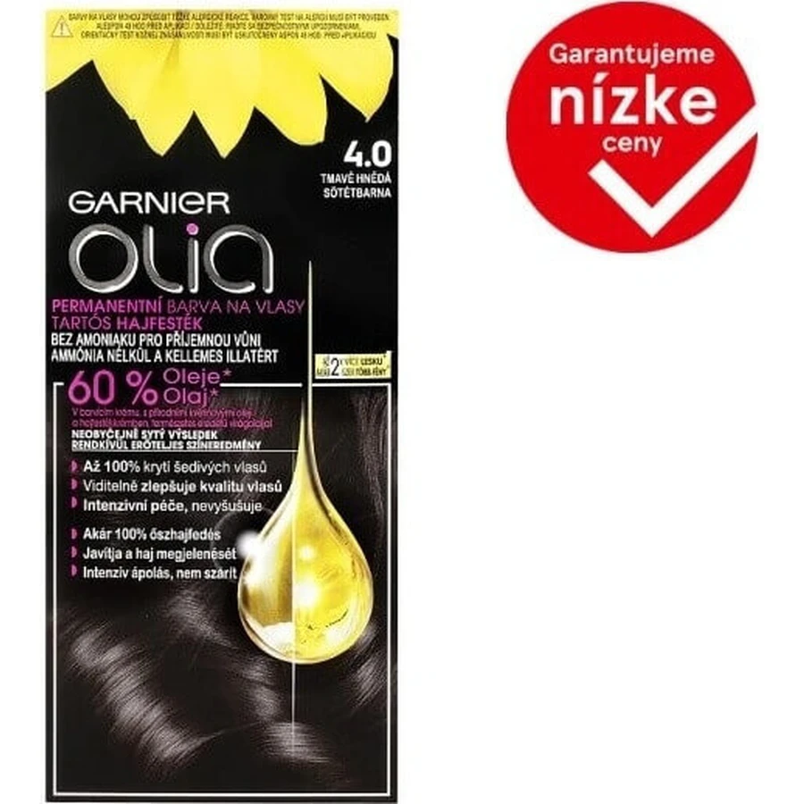 Garnier Olia перманентный цвет волос 4.0 темно-коричневый 1×1 набор, перманентный цвет волос: цены и характеристики