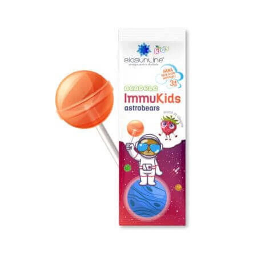 Льодяник зі смаком полуниці Immukids Astrobears, 1 шт, BioSunLine: ціни та характеристики