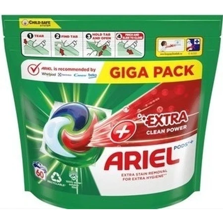 Ariel All-in-1 PODS Extra clean, гелеві капсули для прання, 60 шт, прання 1×60, гелеві капсули для прання: ціни та характеристики