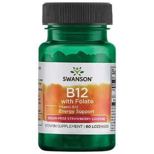 Swanson B-12 с фолатом, витамин B12 и фолиевая кислота, 60 сублингвальных таблеток