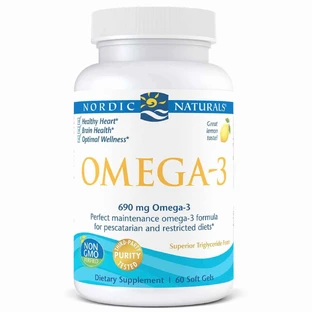 Омега-3 690 мг рыбьего желатина 60 мягких гелей Nordic Naturals
