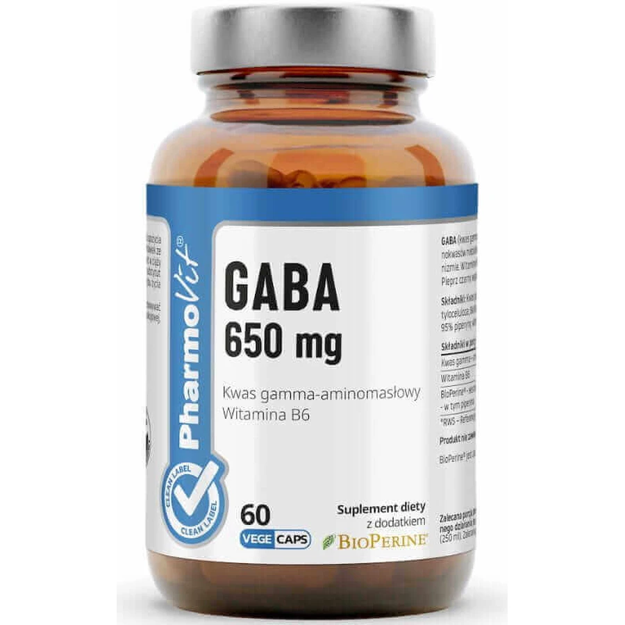 ГАМК 650 мг 60 капсул Pharmovit Clean Label: цены и характеристики