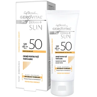 Крем для обличчя Charmec Gerovital H3 Derma+ Sun, SPF50, золотий відтінок, 50 мл