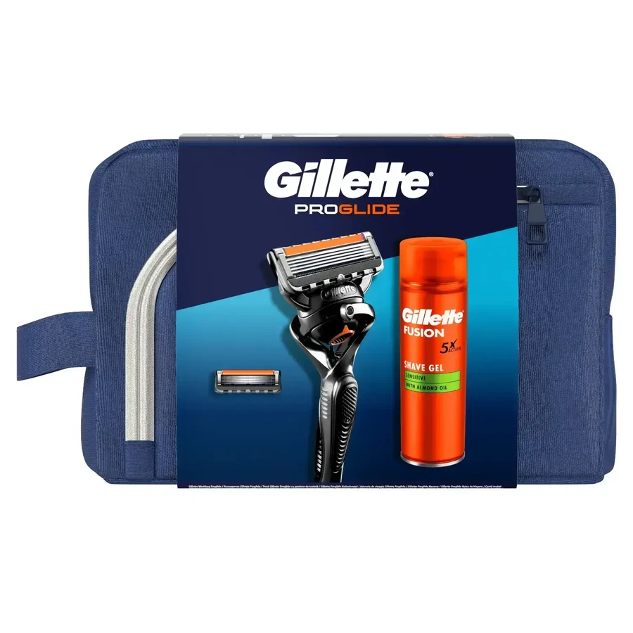 Набір Gillette Proglide, бритва, 1 шт + лезо, 1 шт + лосьйон для гоління, 200 мл + косметичка, 1 шт: ціни та характеристики