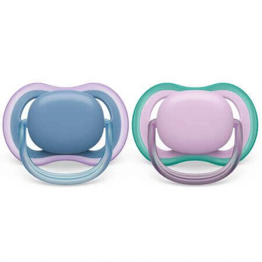 Пустушки Philips Avent Ultra Air, 6-18 місяців, 2 штуки, фіолетовий та синій, SCF085/34, Philips: ціни та характеристики
