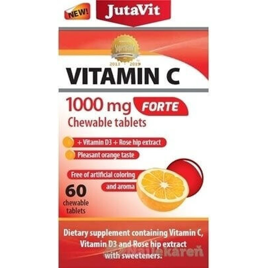JutaVit Вітамін С 1000 мг FORTE 1×60 шт, жувальні таблетки з вітаміном D3: ціни та характеристики
