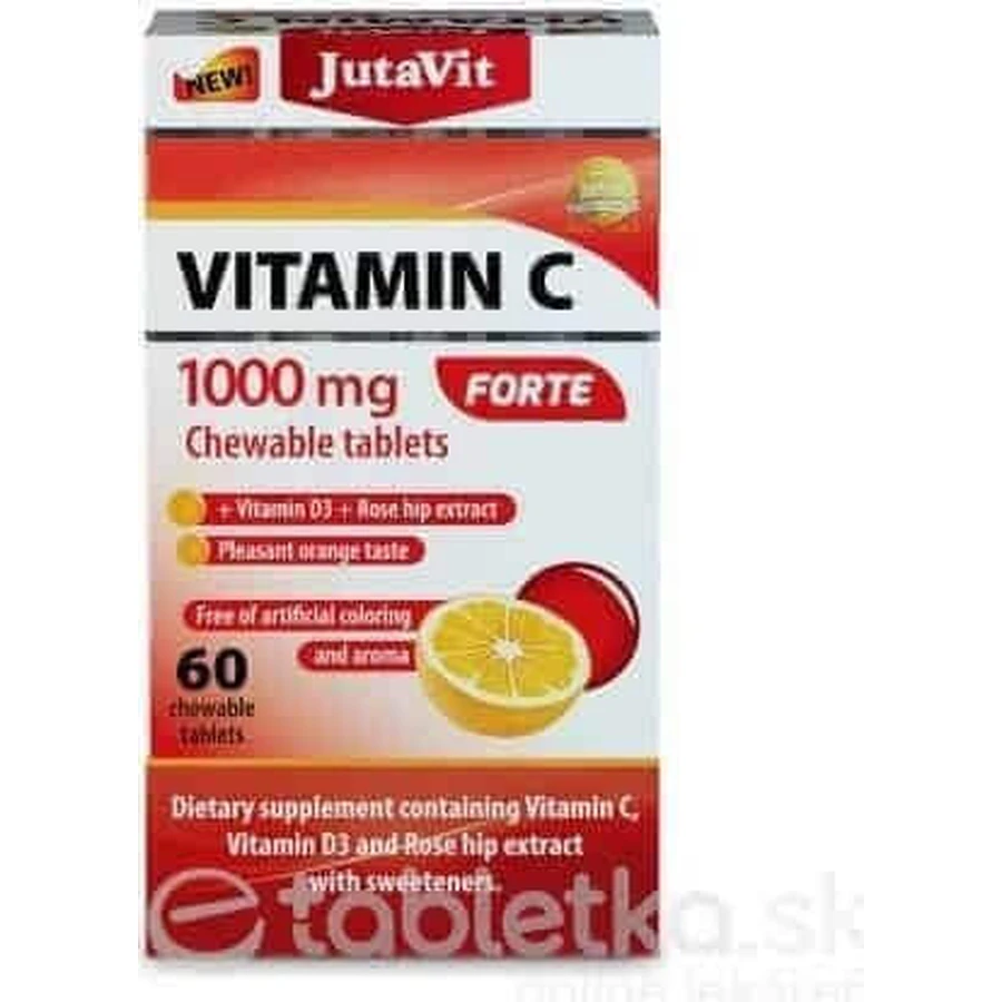 JutaVit Вітамін С 1000 мг FORTE 1×60 шт, жувальні таблетки з вітаміном D3: ціни та характеристики