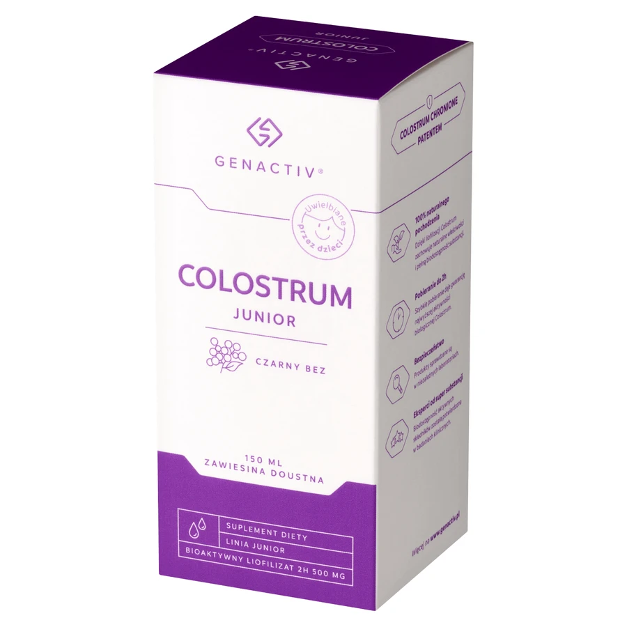 Genactiv Colostrum Junior Black Elderberry, суспензия для приема внутрь, с 3 лет, 150 мл: цены и характеристики