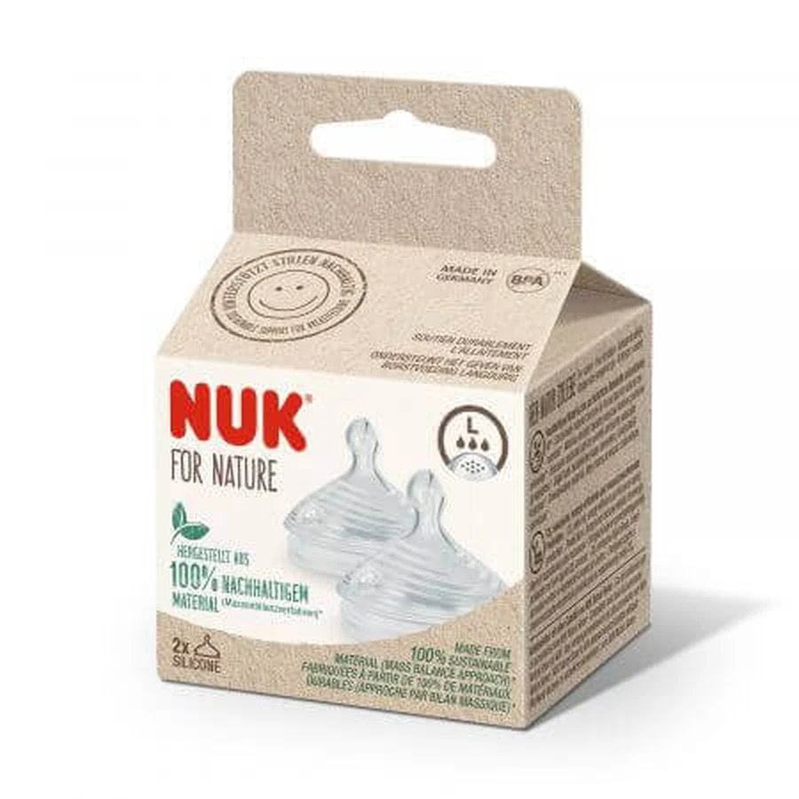 Силиконовая соска Nature, размер L, 2 штуки, Nuk: цены и характеристики