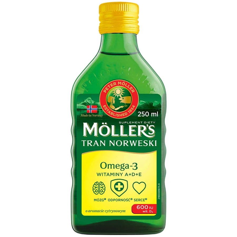Риб'ячий жир з Омега-3 Mollers Tran Norwegian, від 3 років, лимонний смак, 250 мл: ціни та характеристики