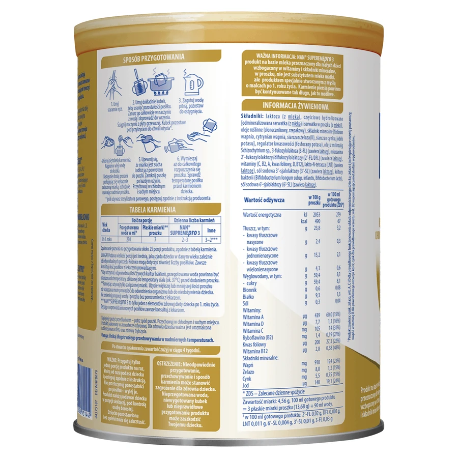 Nestle NAN Supremepro 3 HMO, последующее молоко для детей старше 1 года, 800 г.: цены и характеристики