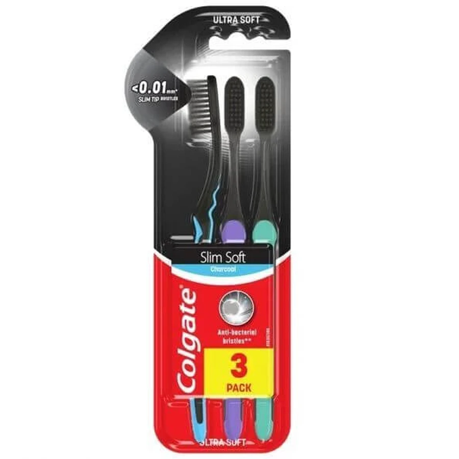 Colgate Зубна щітка Slim Soft Вугільна трійка 3 шт: ціни та характеристики