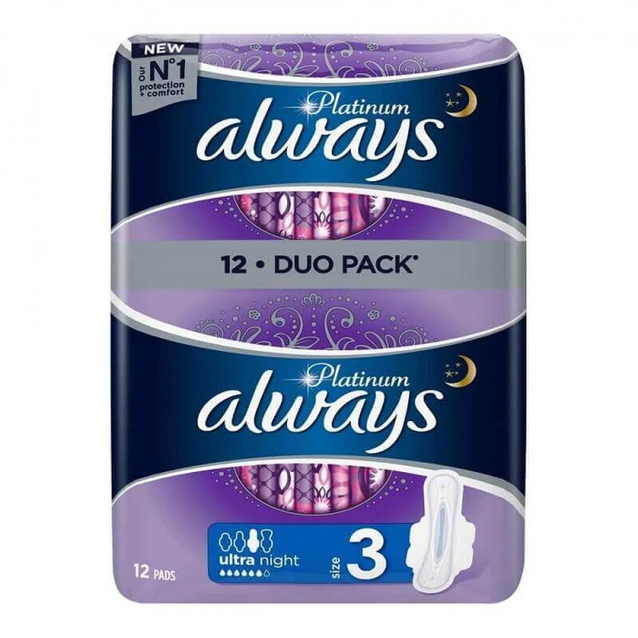 Прокладки Always Platinum Ultra Night, нічні, 6 крапель, 12 шт.: ціни та характеристики