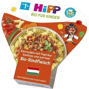 Органічна яєчна локшина HiPP з овочами, перцем та ніжною яловичиною 250 г