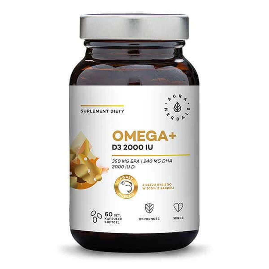 Aura Herbals Омега + Витамин D3 2000 МЕ, 60 капсул: цены и характеристики