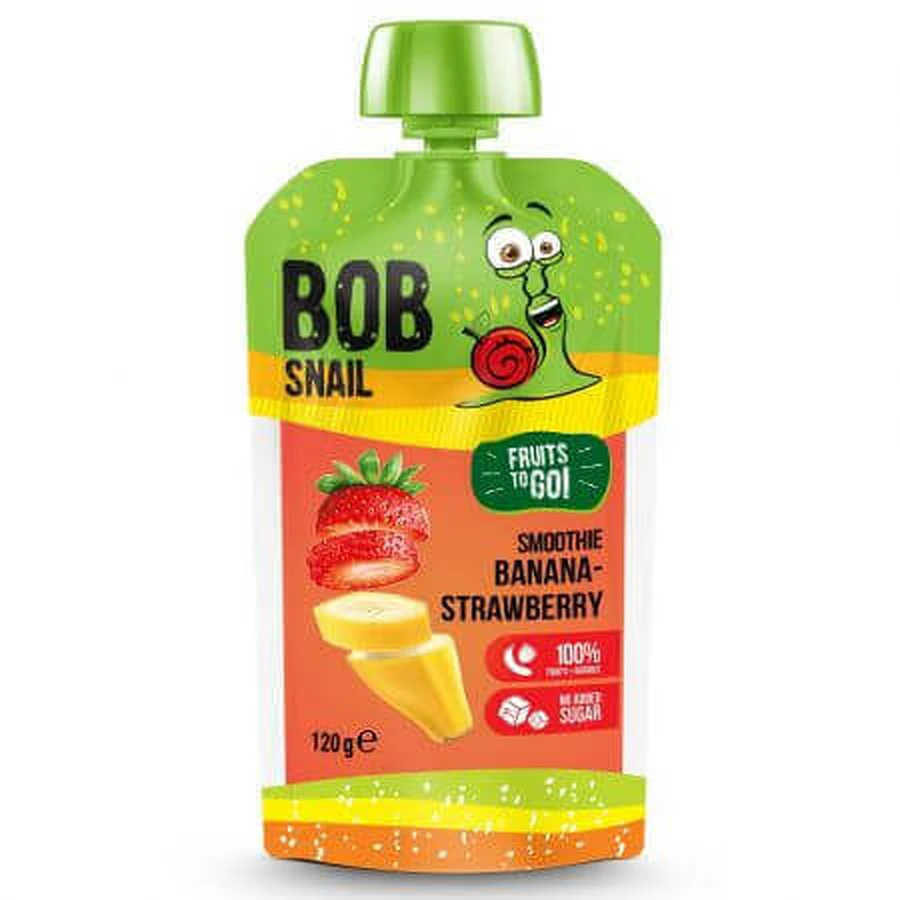 Натуральный бананово-клубничный смузи, 120 г, Bob Snail: цены и характеристики