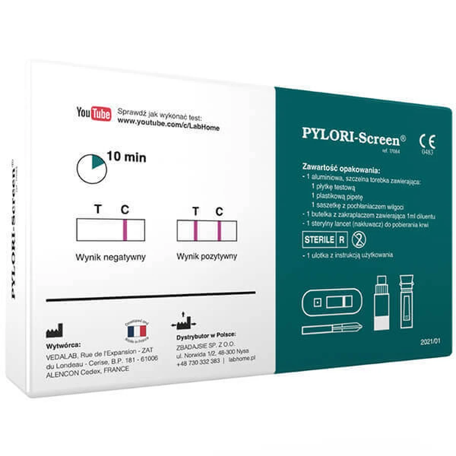 Pylori-Screen, быстрый тест для выявления антител против Helicobacter pylori, 1 штука: цены и характеристики