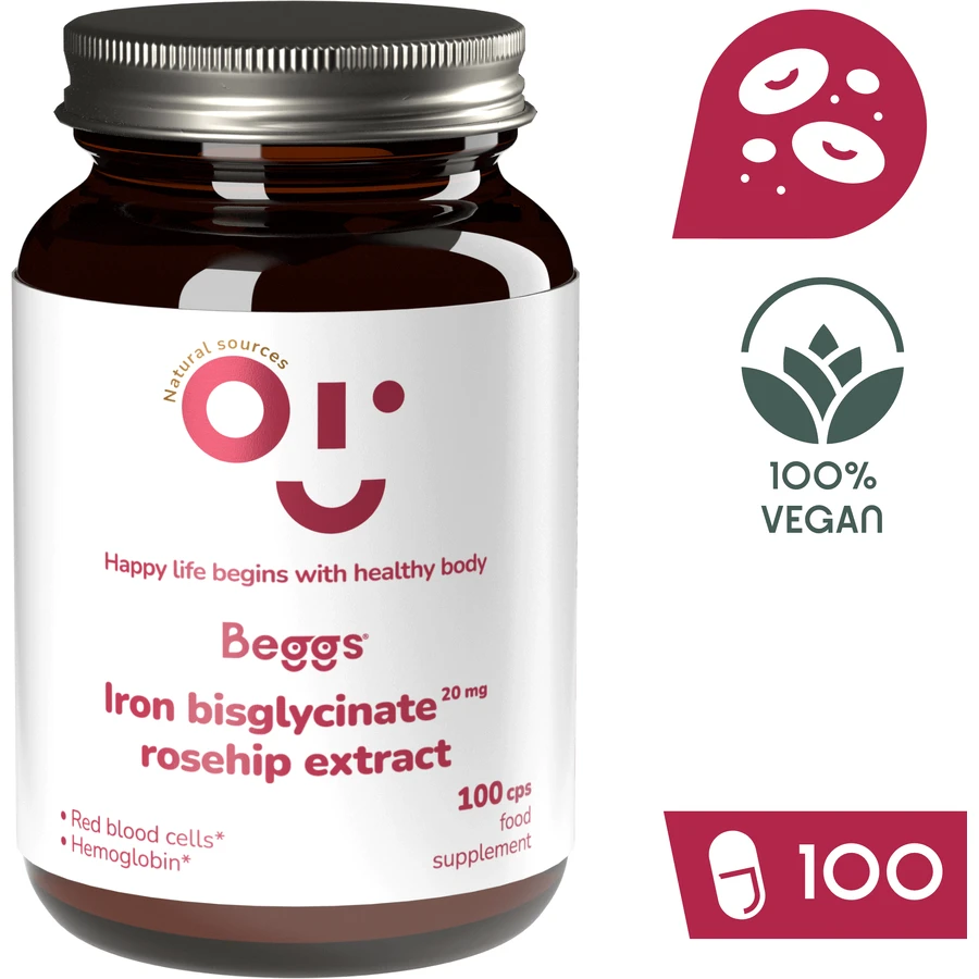 Beggs Железа бисглицинат 20 мг, экстракт шиповника 100 капсул: цены и характеристики