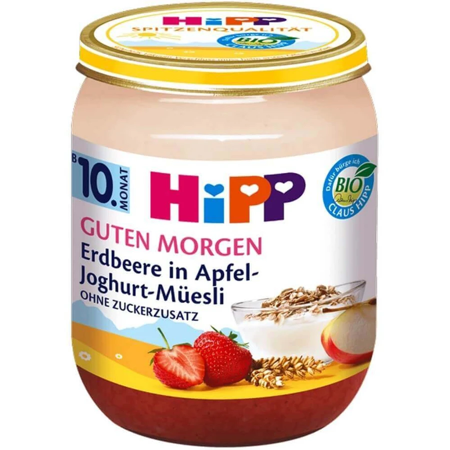 Пюре Hipp Good morning з яблуком, полуницею, йогуртом і мюслі, 160 г: ціни та характеристики