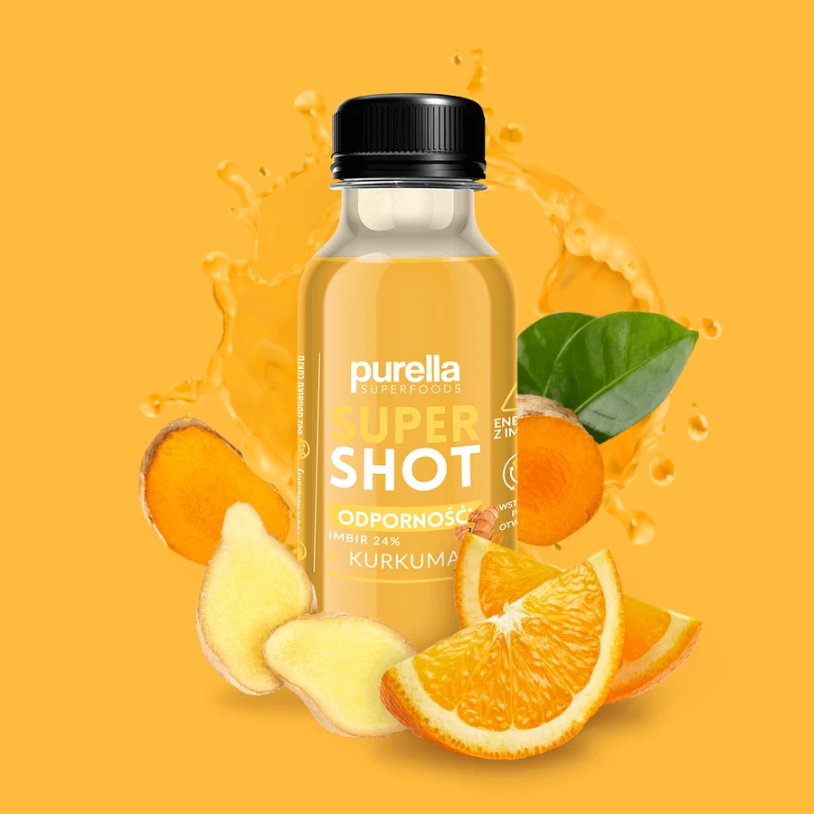 Purella Superfoods SuperShot Odporno, напій негазований, імбир + куркума, 100 мл КОРОТКАЯ ДАТА: ціни та характеристики