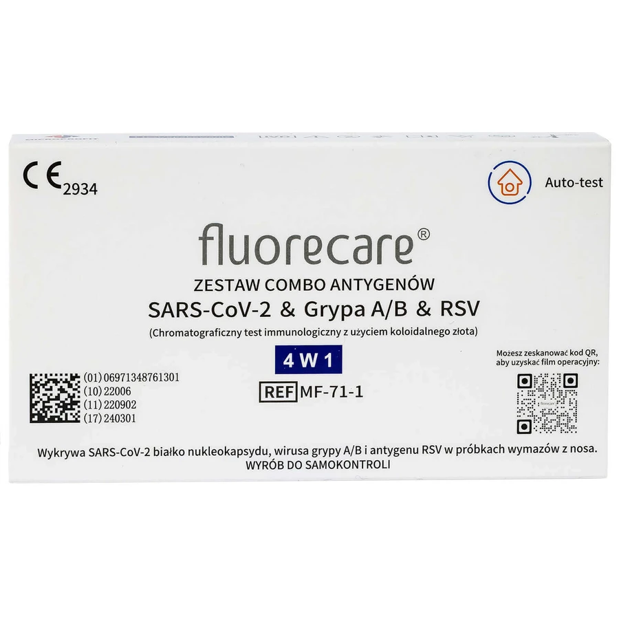 Тест FLUORECARE SARS-CoV-2 COVID-19, грип AB, RSV, комбінований 4 в 1: ціни та характеристики