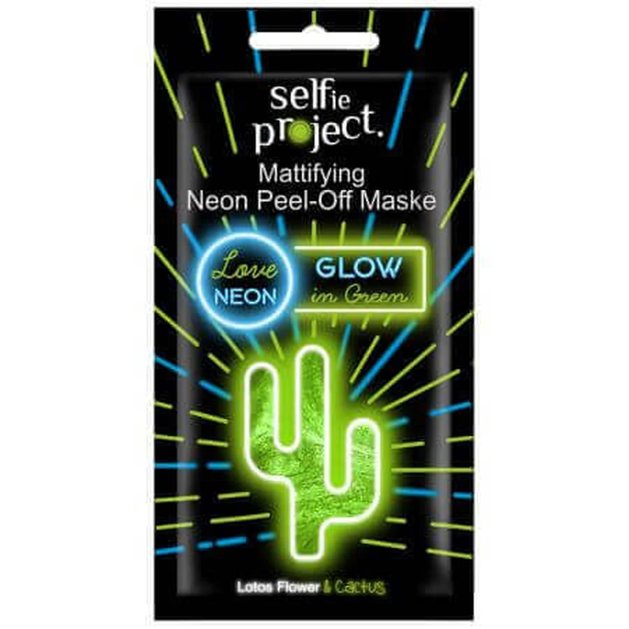 Відлущувальна матуюча маска Cactus Neon Glow in Green, 10 мл, Selfie Project: ціни та характеристики