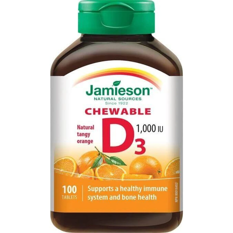 JAMIESON VITAMIN D3 1000 IU POMARAN 1×100 tbl, VITAMIN D3, оранжевый: цены и характеристики