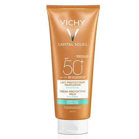 Сонцезахисне зволожуюче молочко з SPF50+ для обличчя та тіла Capital Soleil, 300 мл, Vichy: ціни та характеристики
