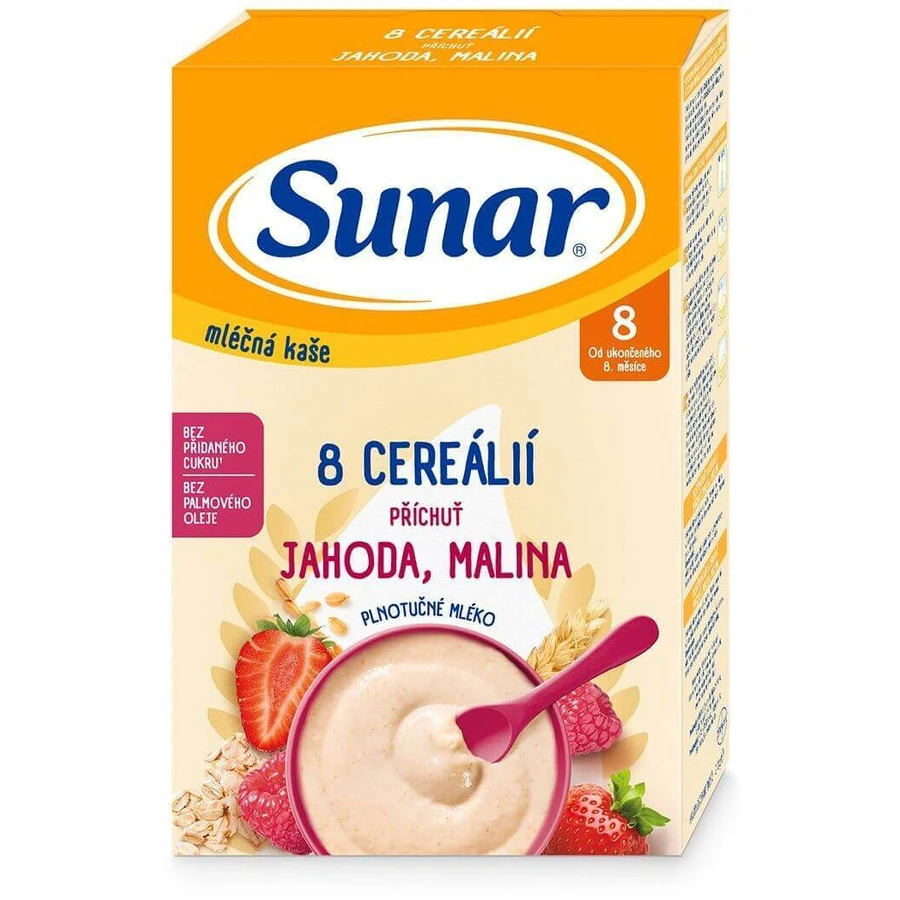 Sunar mliena kaa с 8 злаками клубника, малина 210 г: цены и характеристики