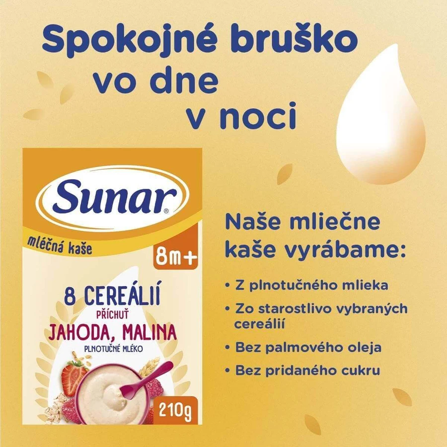 Sunar mliena kaa с 8 злаками клубника, малина 210 г: цены и характеристики