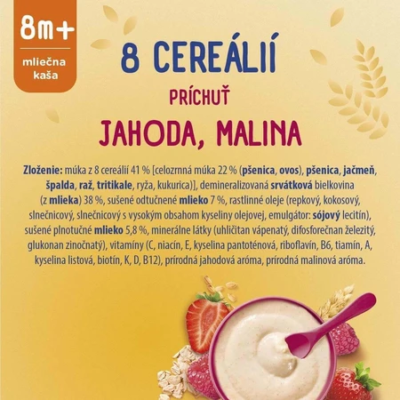 Sunar mliena kaa с 8 злаками клубника, малина 210 г: цены и характеристики