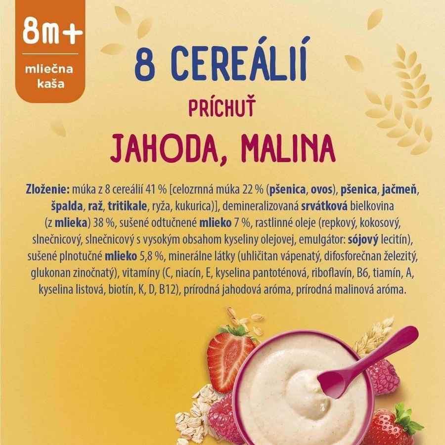 Sunar mliena kaa с 8 злаками клубника, малина 210 г: цены и характеристики