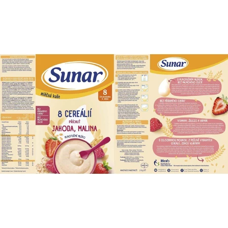 Sunar mliena kaa с 8 злаками клубника, малина 210 г: цены и характеристики