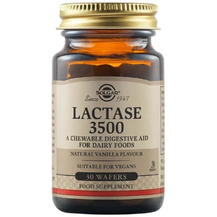 Лактаза 3500 Solgar Lactase 3500, жевательные таблетки с ароматом ванили, 30 таблеток