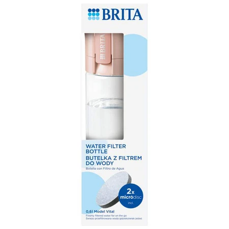 Brita Vital, бутылка с фильтром 0,6 л, персиковая + фильтр MicroDisc, 2 шт.: цены и характеристики