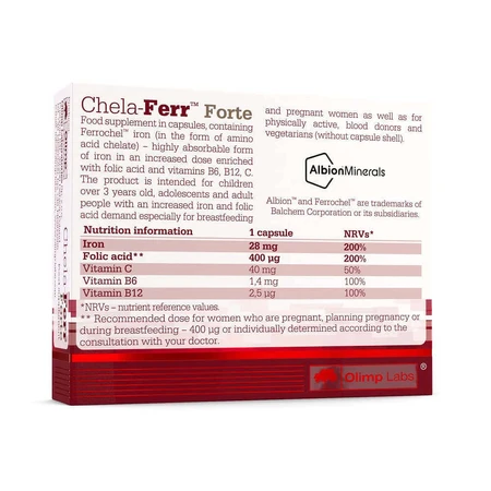 Olimp Chela-Ferr Forte, Хелат железа, 30 капсул: цены и характеристики