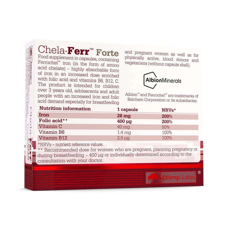 Olimp Chela-Ferr Forte, Хелат железа, 30 капсул: цены и характеристики
